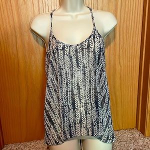Navy blue, cream and light pink tank top